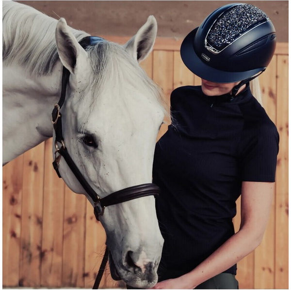 2026 Evoke Unisex Callisto Klassiker Gipfel Reiten Hut & Liner 200372003 - Navy / Kristall